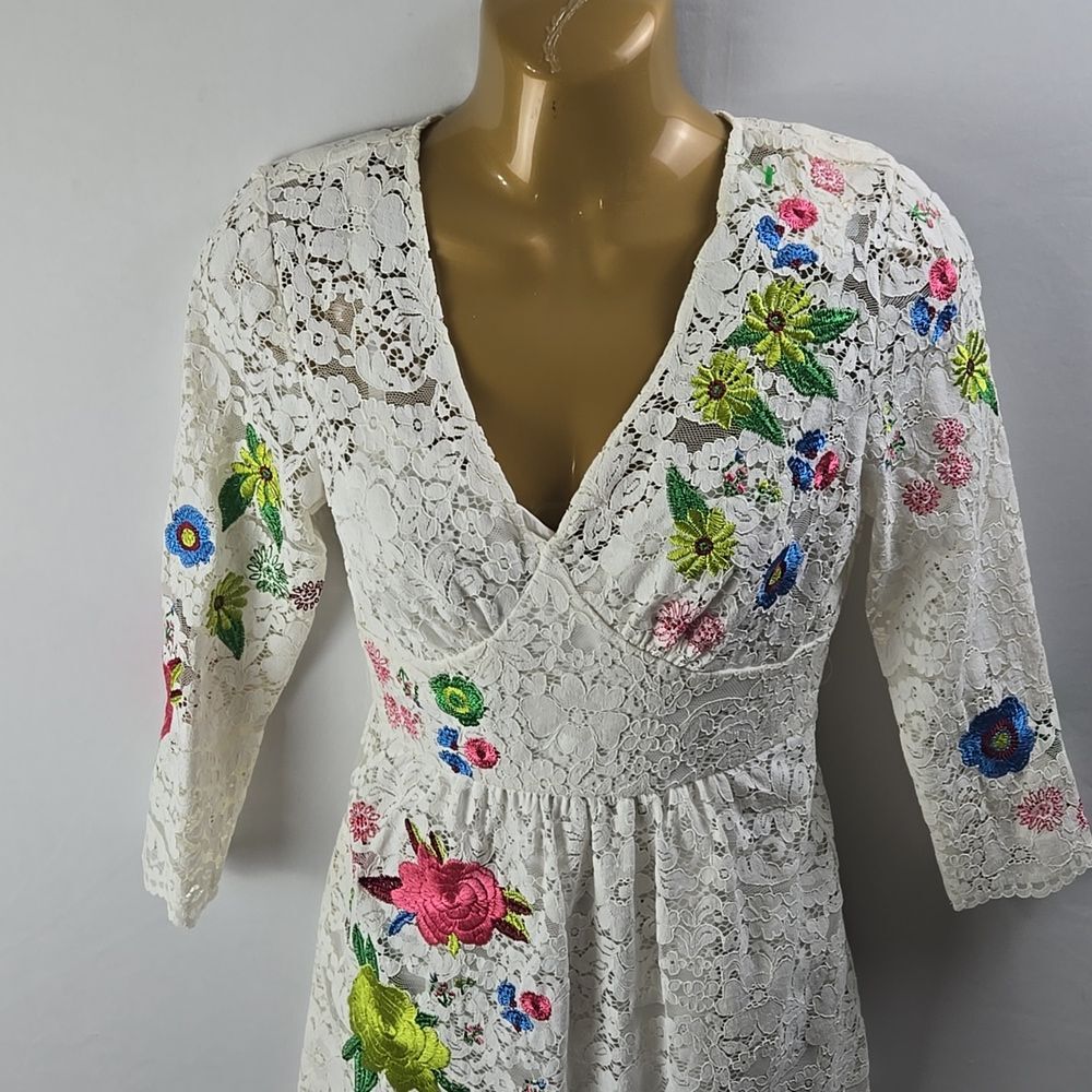 Tracy Reese x Anthropologie Adeline‎ White Lace Embroidered Mini Dress Sz 0P NWT - Picture 4 of 12